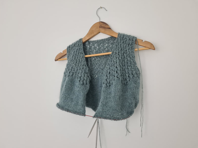 handknit cropped cardigan with lace detail