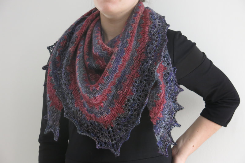 colourwork triangular shawl knitting pattern
