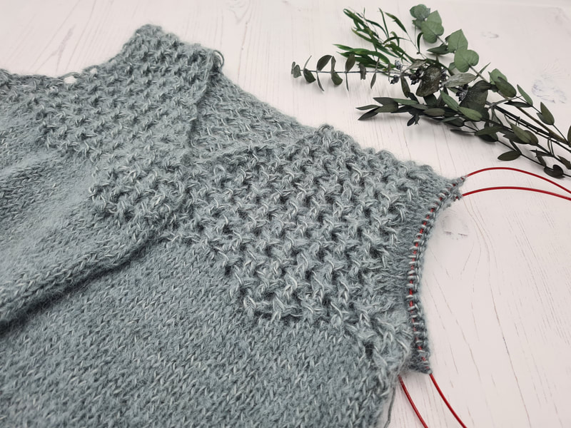 Work in progress - Brocken Cardigan by Littletheorem Knits. A cosy cardi with delicate lace at the shoulders.