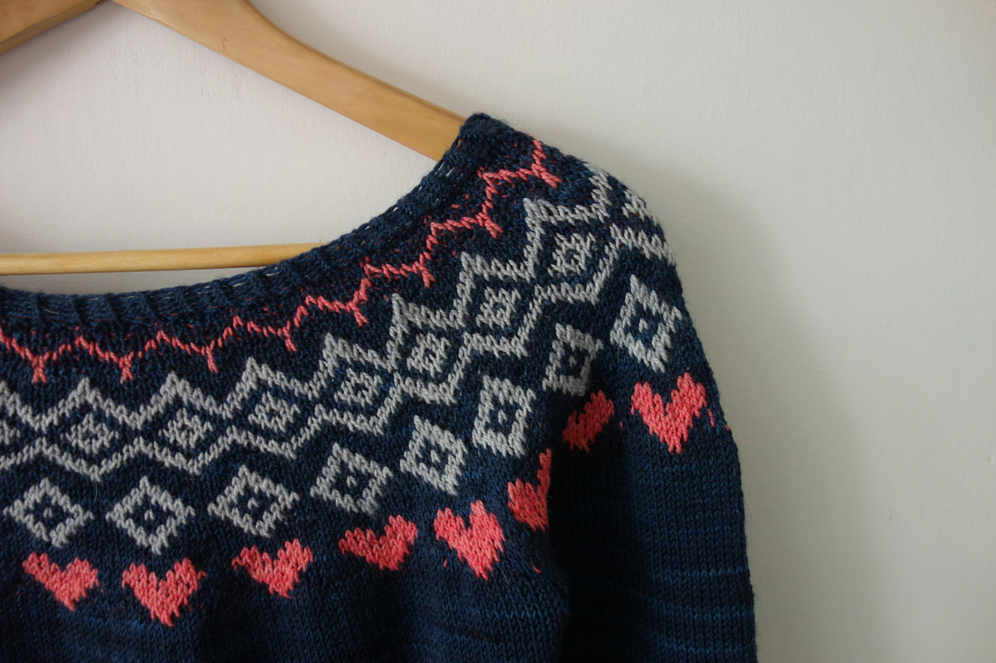 fairisle sweater knitting pattern with heart design