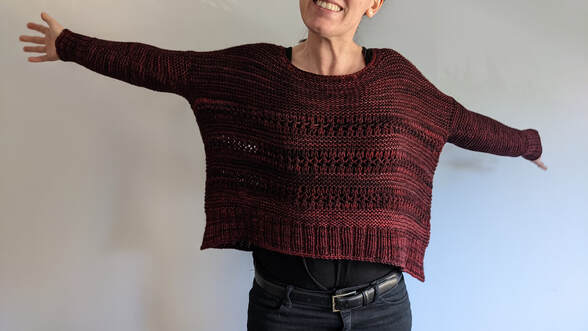 Burrell Sweater Oversized Garter Stitch Lace Knitting Pattern