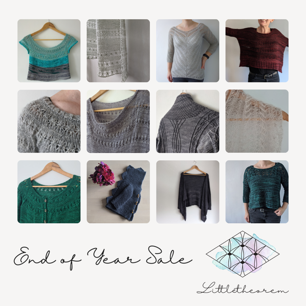 Littletheorem Knits End of Year Sale 2023 Collage of Knitting Patterns